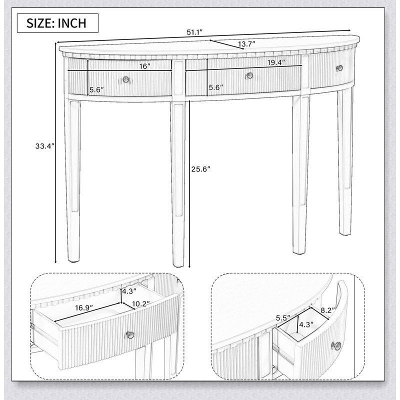 Console moderne en placage de pin avec tiroirs à rayures verticales pour un rangement élégant dans les vestibules, Noir