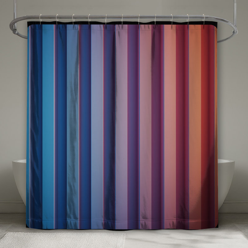 Rideaux de douche à rayures verticales bleues et roses, L 70 po x H 72 po