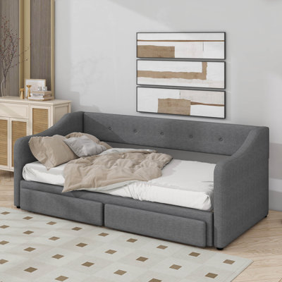 Twin XL  to King Size Upholstered Daybed With Drawers
