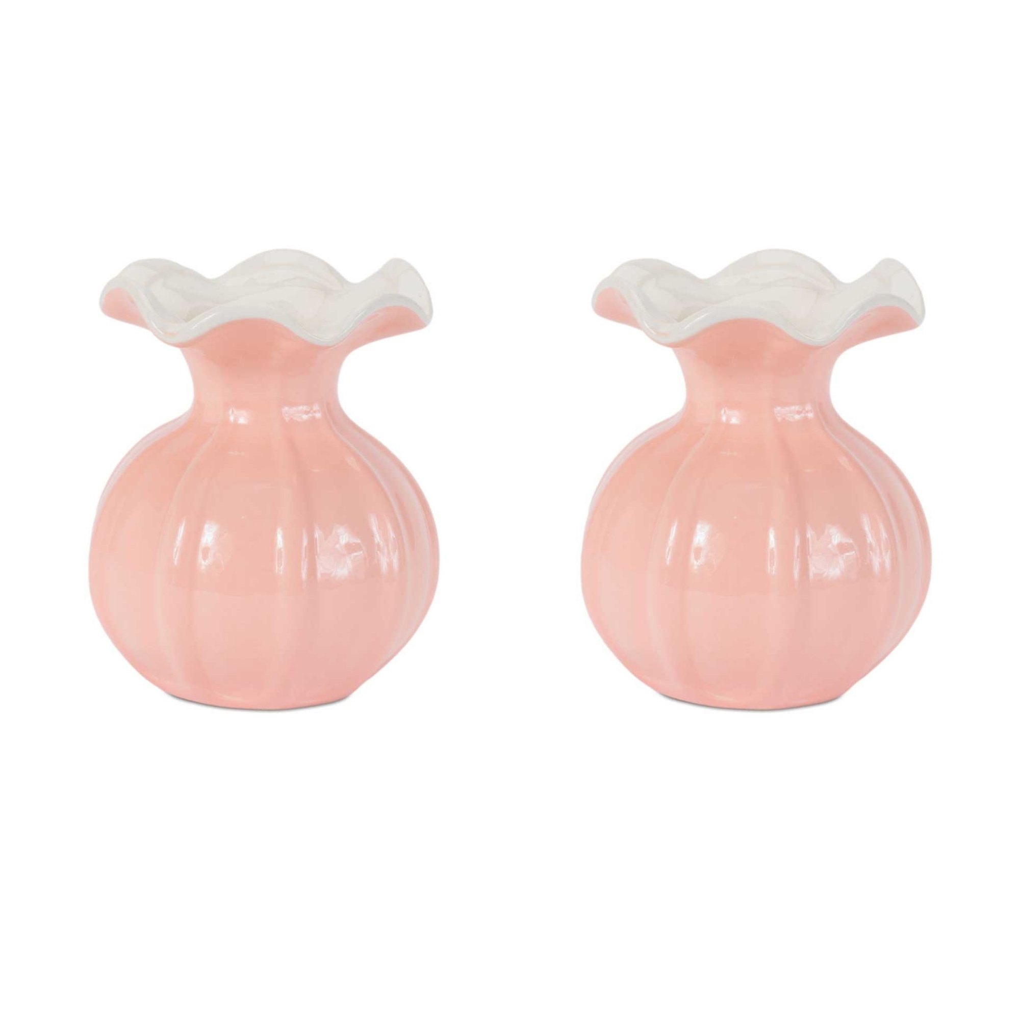 Red Barrel Studio® Ribbed Ruffle Rim Vase (Set of 2) | Wayfair
