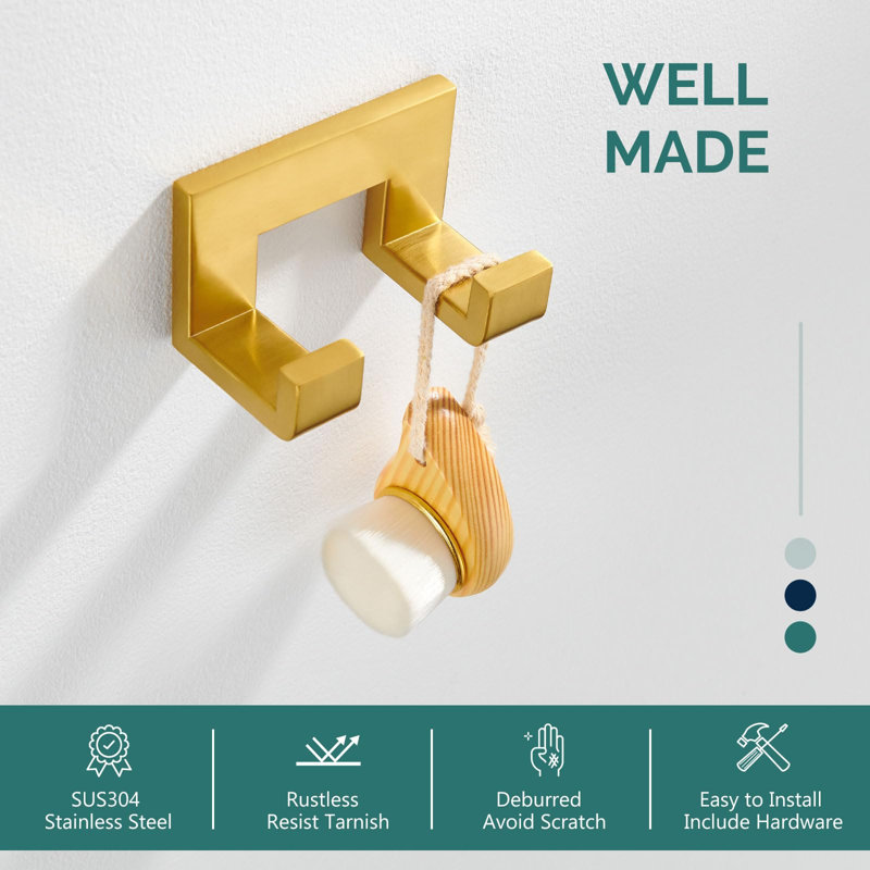 Stainless Steel Wall Mounted Towel Bar, Gold