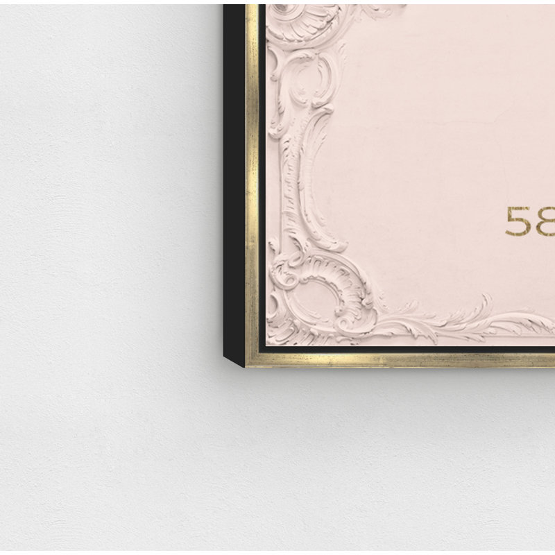 Couture Road Sign Rococo Gold Blush - reproduction d'art textuel sur toile, H 20 po x l 30 po x P 1,5 po, Cadre doré