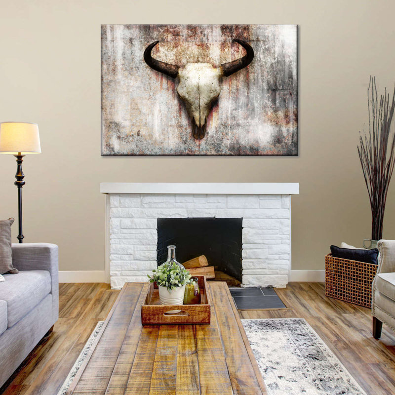 Bull Skull Canvas Print, 8" H x 12" W x 1" D