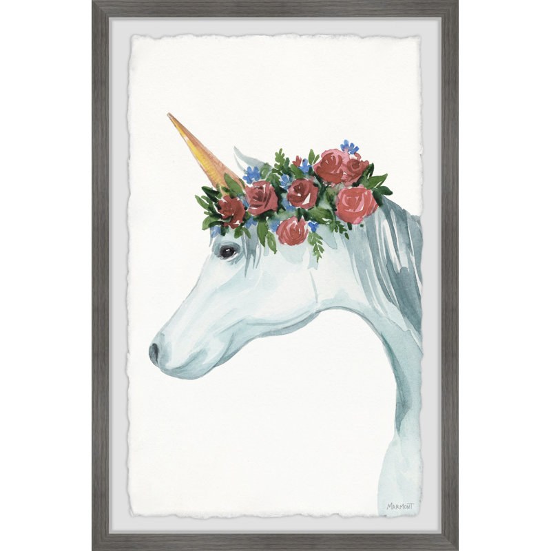 «Briana Unicorn Roses», reproduction encadrée, H 24 po x l 16 po x P 1,5 po