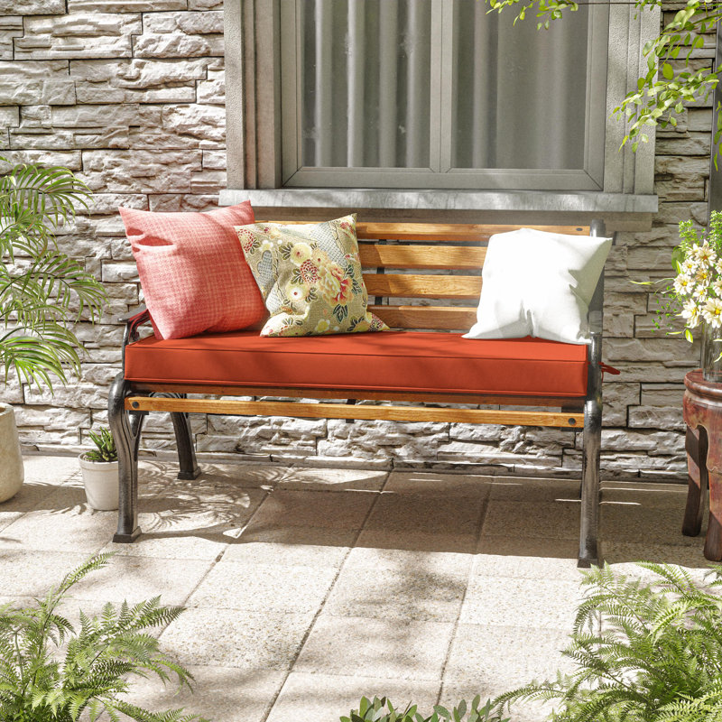 Outdoor Bench Cushion 45 X 18 X 3 Inch Indoor And Outdoor Seat Cushions, Orange, 45" W x 18" D