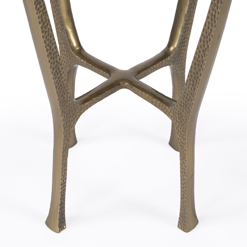 Flavio Metal & Stone Side Table, White