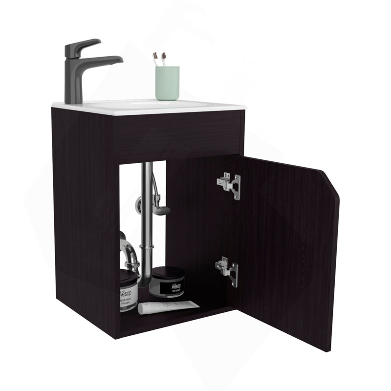 Meuble-lavabo flottant avec porte Nelson, wengé, Wengé