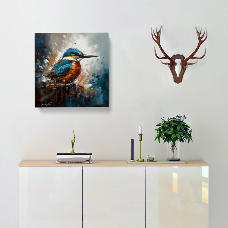 Kingfisher Abstract Expressionism No.2 - Wrapped Canvas