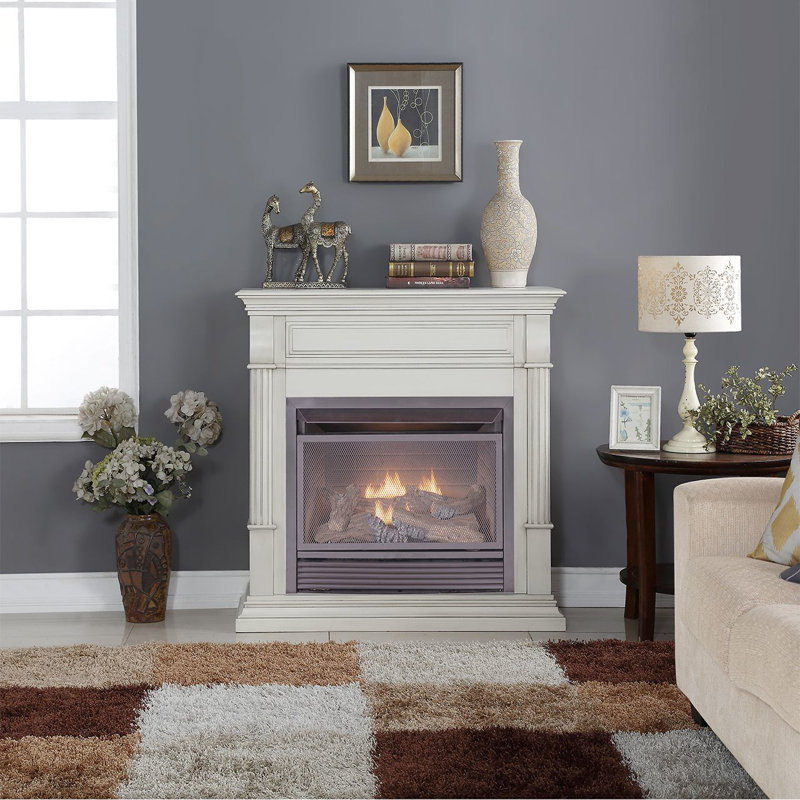 Zellmer 44'' W Ventless Fireplace, Antique White