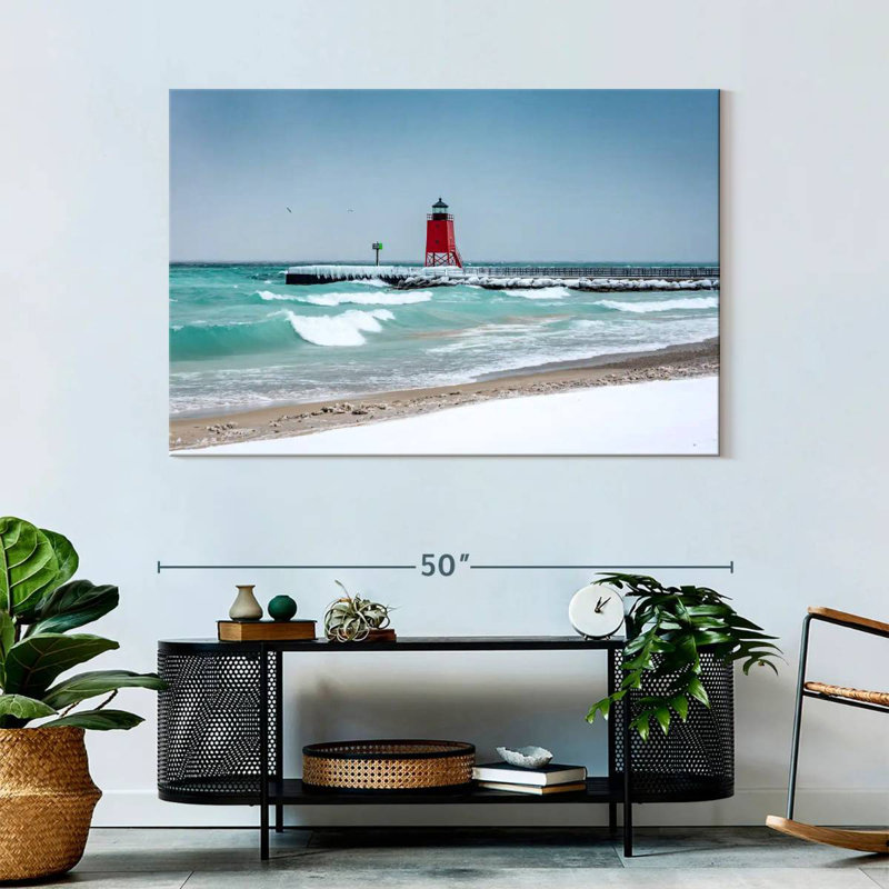 Vue du phare de Charlevoix, H 32 po x l 48 po