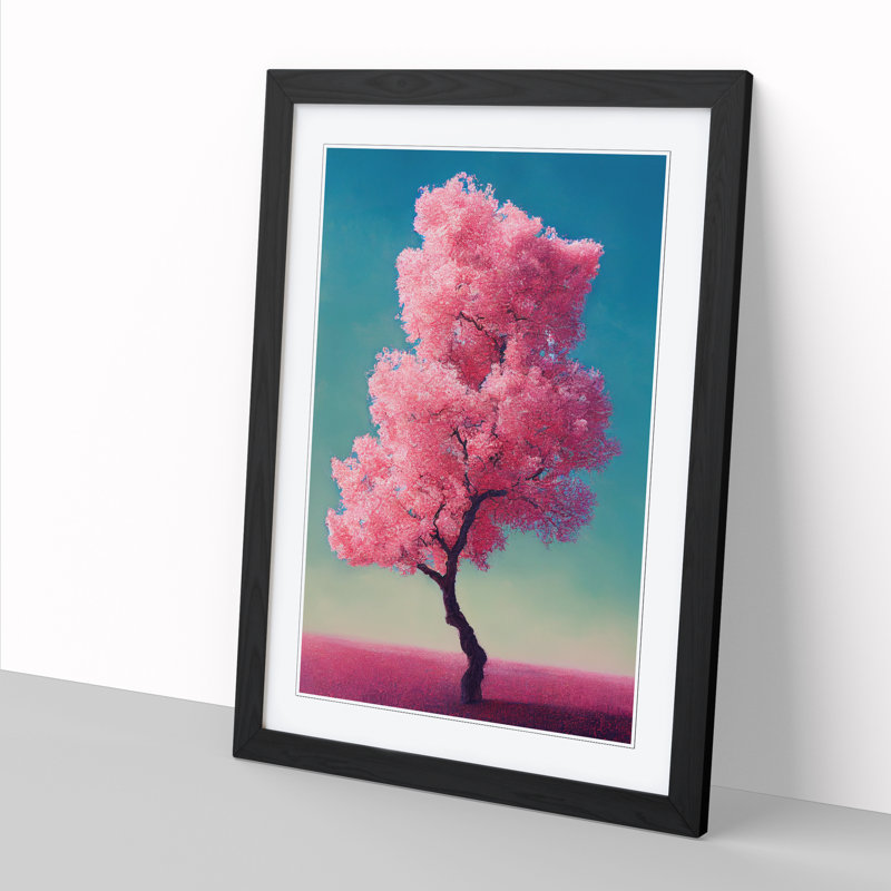 Peach Blossom Tree - Single Picture Frame Print, 34cm H x 25cm W x 2cm D, Walnut