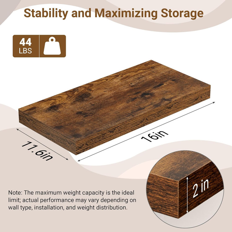 MDF Floating Shelf, Rustic Brown
