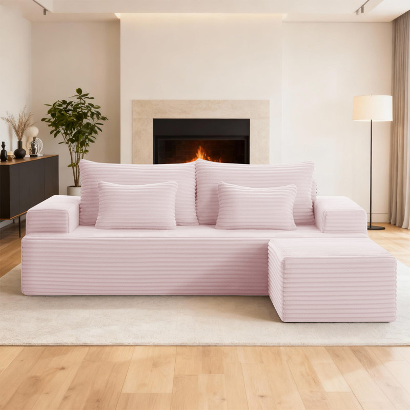 83.5'' Wide Comfy Cloud Couch Boneless Sectional Modern Sofa in a Box,Loveseat Sofa With Ottoman Sectional Couches for Living Room, Bedroom, Office, No Assembly Required