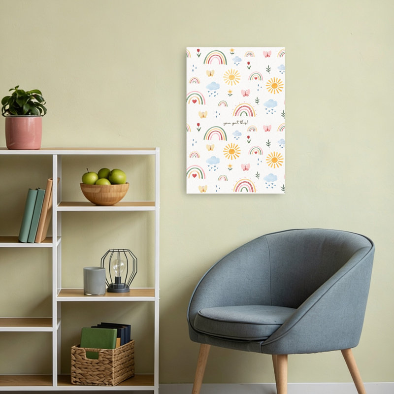 You Got This Rainbows Colorful Whimsical Abstract Butterfly Nature Spring Wall Art Print 1 Piece Wrapped Canvas Wall Art