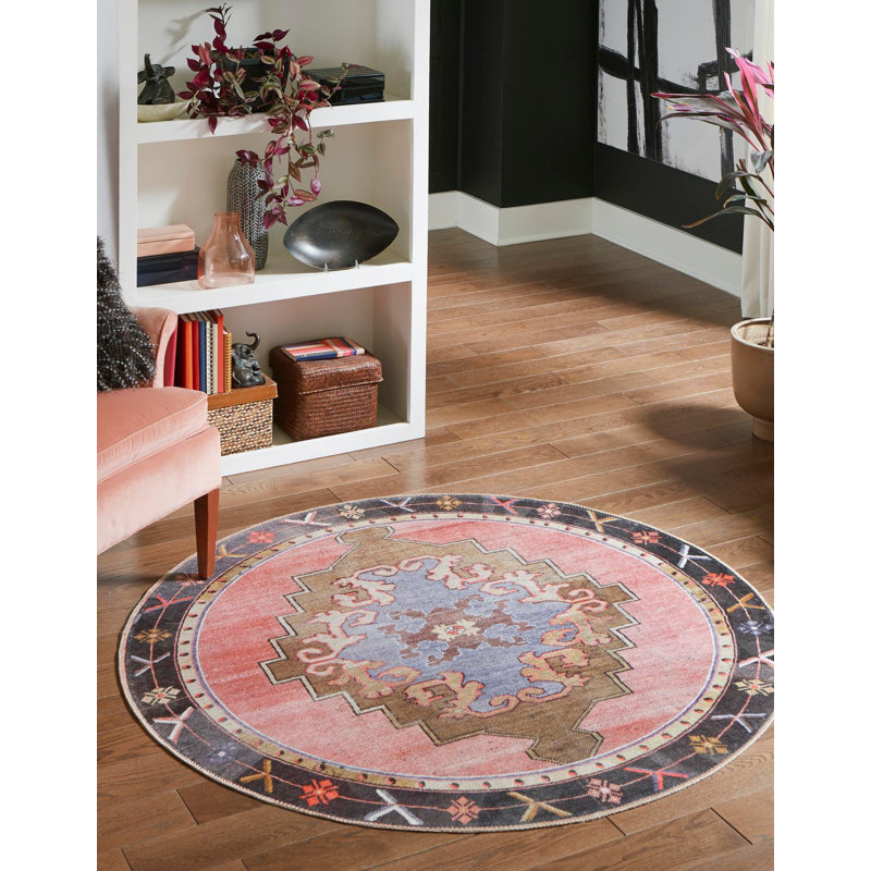 Tapis rose Glessite, Rond 3 pi 6 po