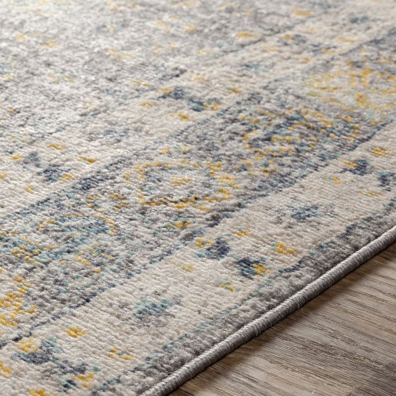 Tapis gris clair / beige tissé à la machine Worsley, Rectangle 8 pi 10 po x 12 pi