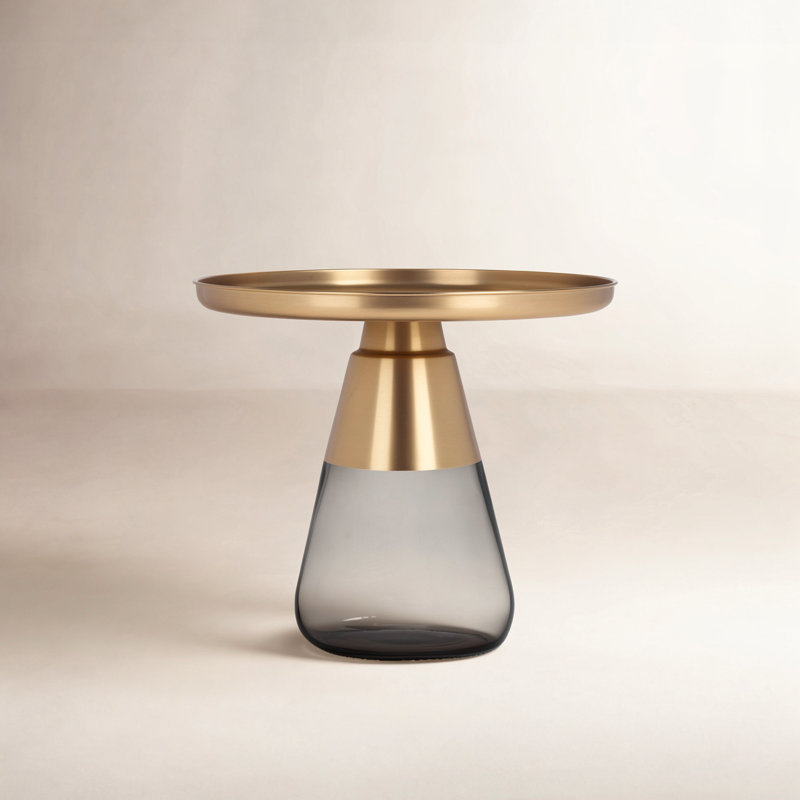 Table de bout Casella, gris, Laiton antique