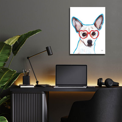 «Bespectacled Pet 1» par Melissa Averinos, art mural en verre acrylique