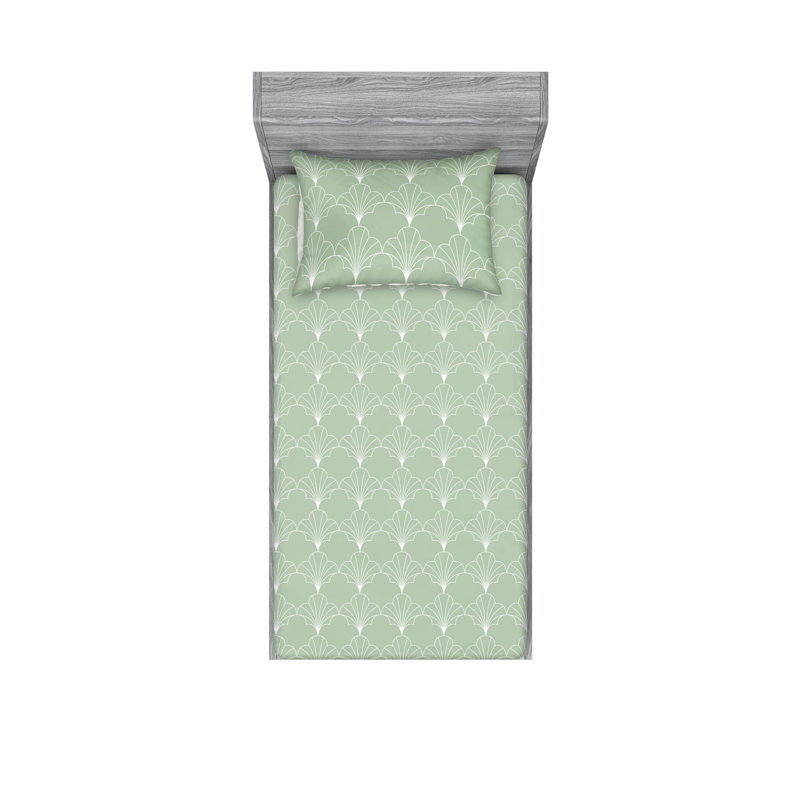  Ensemble de draps en microfibre géométrique, Ensemble de draps pour lit simple TG avec 1 taie d, Vert pâle