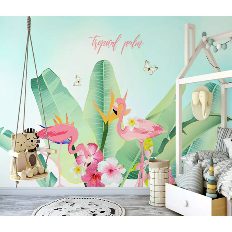Papier peint amovible exotique Flamingo, L 9 po x l 15 po