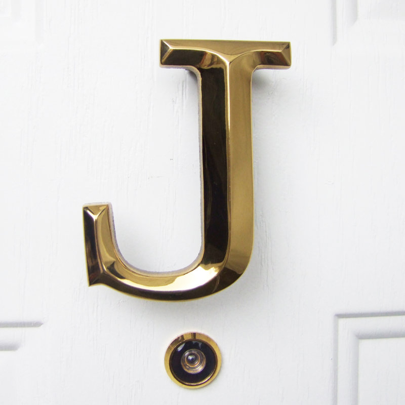Heurtoir de porte lettre monogramme, Laiton, J