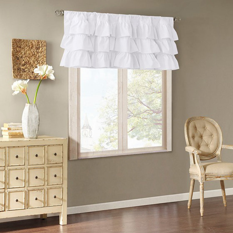 Cotton Oversized Ruffle Valance White 50x18"