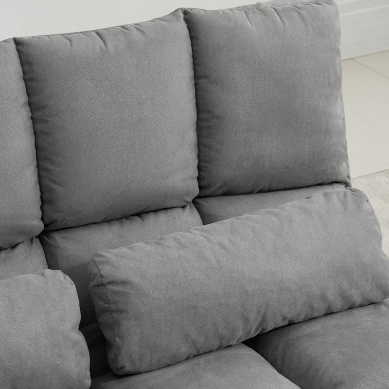 Canapé réglable, lit pliant avec 2 coussins, gris, peu encombrant, construction robuste, économie d'espace, structure robuste