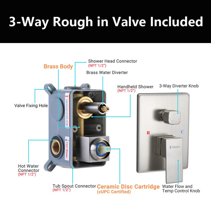 Swiveling Wall Mount Tub Filler Faucet With Handheld Shower, Brushed Nickel