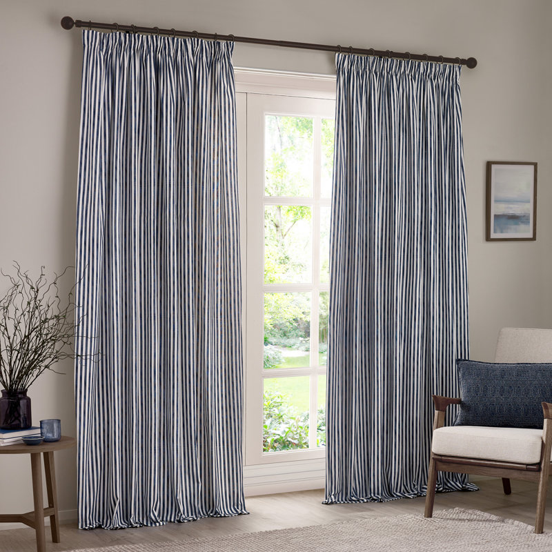 Hebden 100% Cotton Blackout Curtain Panel Pair, Navy, 168cm Width x 183cm Drop