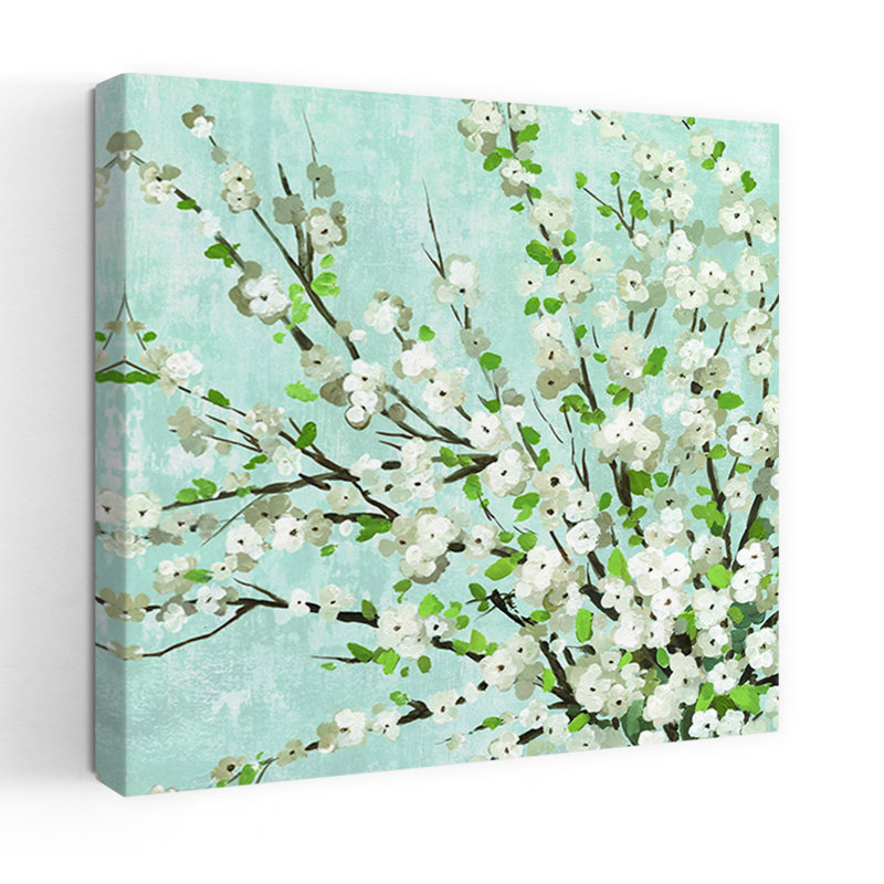 Fleurs fraîches pâle III délicate, art contemporain contemporain, H 48 po x l 48 po