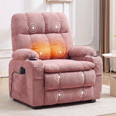 Oversized Electric Power Recliner Chair with 26" Wide Seat, Massage & Lumbar Heat, Cup Holders, USB Charging and Side Storage Pockets for Living‑Room & Bedroom Use