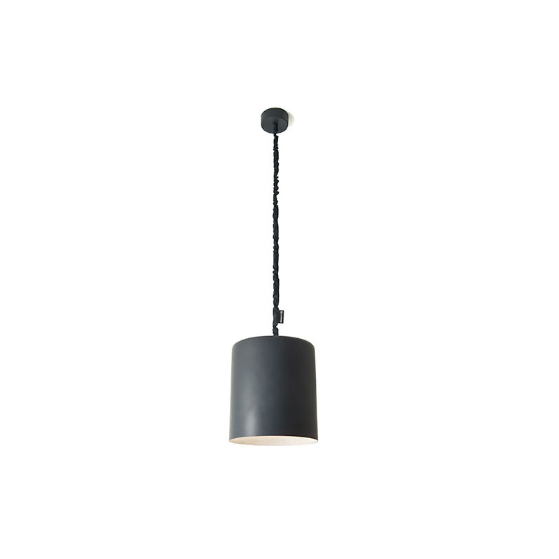 1 - Light Black Drum Pendant, Black/White