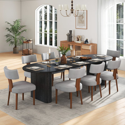 Modern Farmhouse Solid Wood Extendable Dining Table Set for 4-8 People