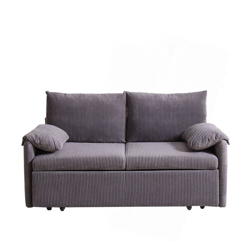 64.5 Inch Sleeper Sofa Bed  3-In-1 Adjustable Sleeper With Pullout Bed   2 Pillows And Side Pockets  Soft Corduroy Convertible Sleeper Sofa Bed For Living Room Bedroom Apartment Office