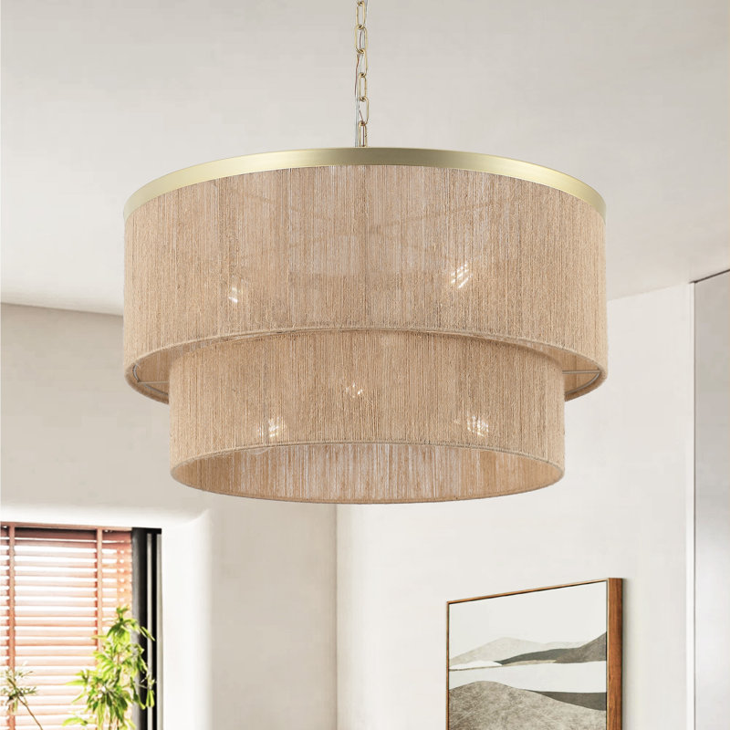 Lustre tambour 24 lumières à intensité variable 24 ", Doré, Brun