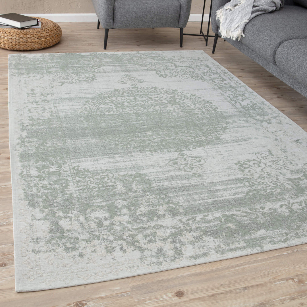 Carina Modern Washable Rugs in Green | 6944