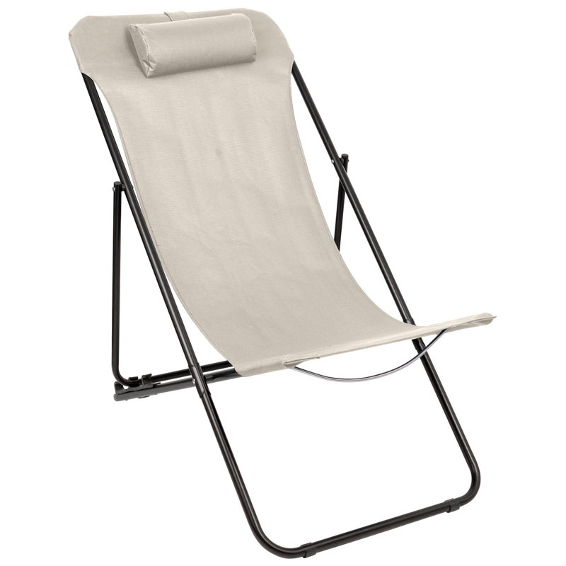 Folding Deck Chair, Beige