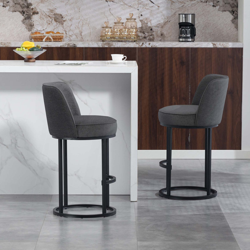 Tabourets de bar rembourrés à hauteur de comptoir Modern (ensemble de 2), Gris