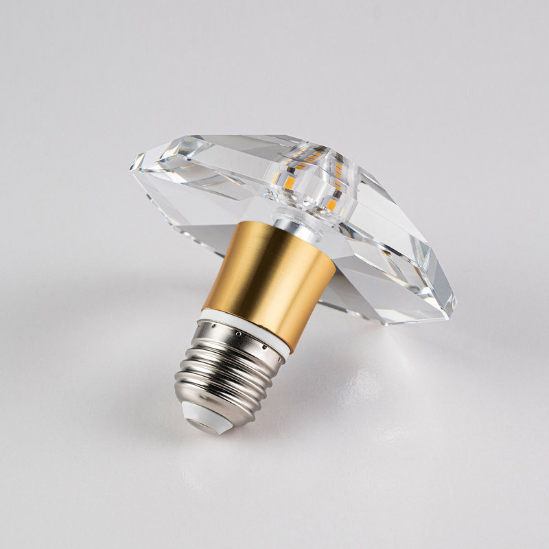 Ampoule en verre massif en forme de fleur à DEL de style cristal, blanc chaud 3000K, ampoules à culot moyen E26 / 27 (base non incluse)