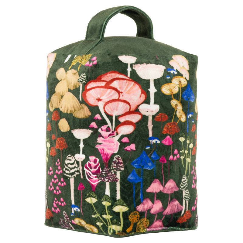 Amanita Mushroom Fabric Doorstop, Green