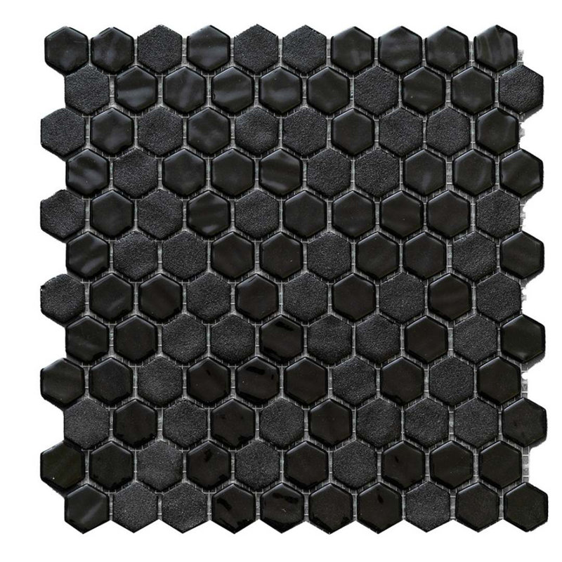 Eterna 1" x 1" Straight Edge Glass Mosaic Wall And Floor Tile, Black