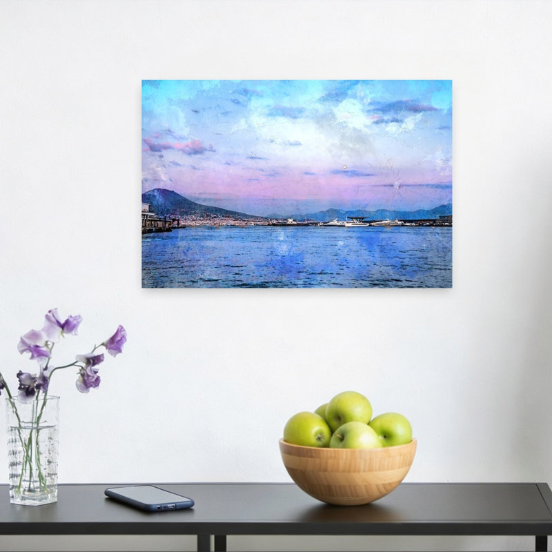 Art mural côtier Twilight Harbor Serenity, 12" H x 18" W