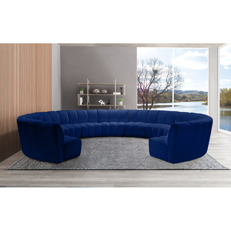 Canapé modulaire en velours Infinity, 11 pièces, Velours bleu marine