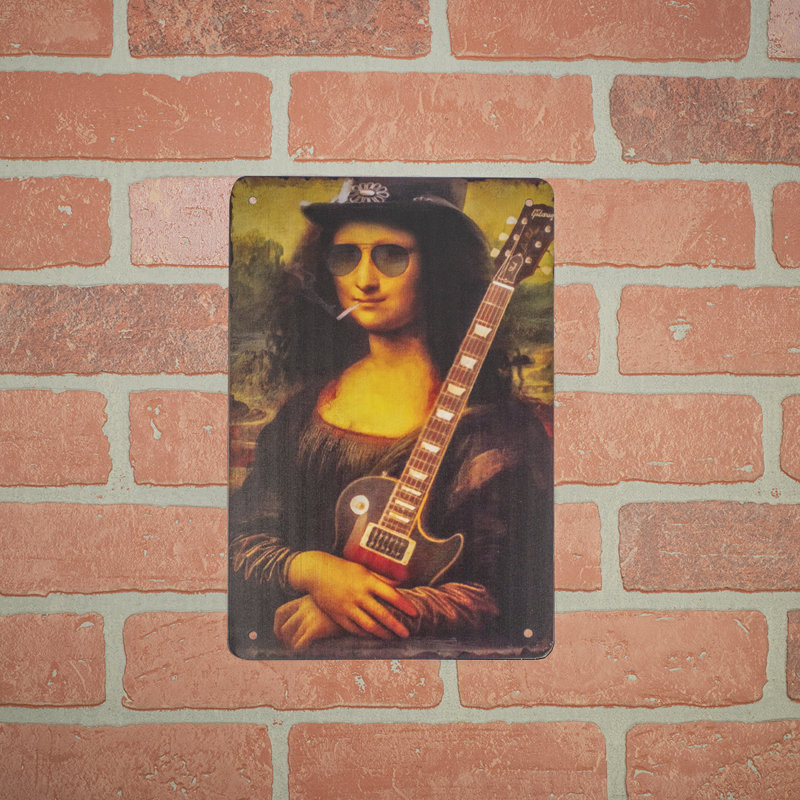 Drôle de barre oblique Mona Lisa, panneau de métal, musique, chambre à coucher, homme, grotte, bar, décoration murale