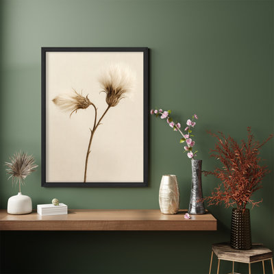 Neutral Dried Flower Wall Art Print - Minimalist Botanical Photography Framed Artwork for Bedroom or Living Room Decor