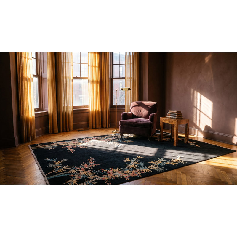 Tapis chinois noir antique Artistic Art Deco