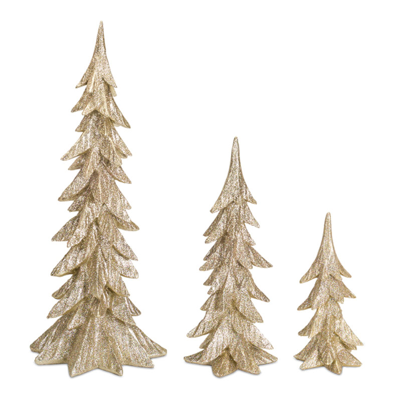 Ensemble d'arbres en résine 3 pièces, Doré