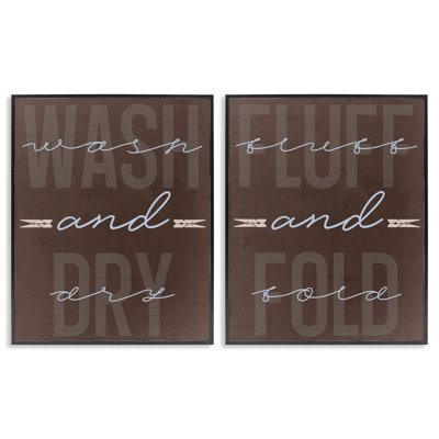 Laundry Words in Brown 2pc Framed Giclee Set, design by Marcus Prime