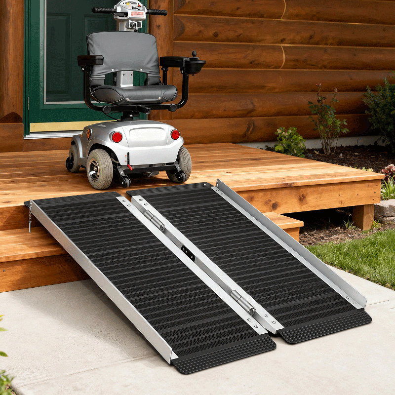 Rampe télescopique en aluminium pour fauteuil roulant 3FT capacité antidérapante de 600 lb pour les escaliers, les marches et la mobilité