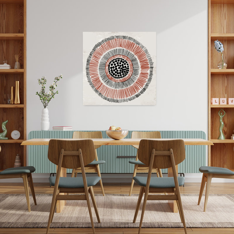 Round Tribal II Abstract Geometric Modern Art, 36" H x 36" W